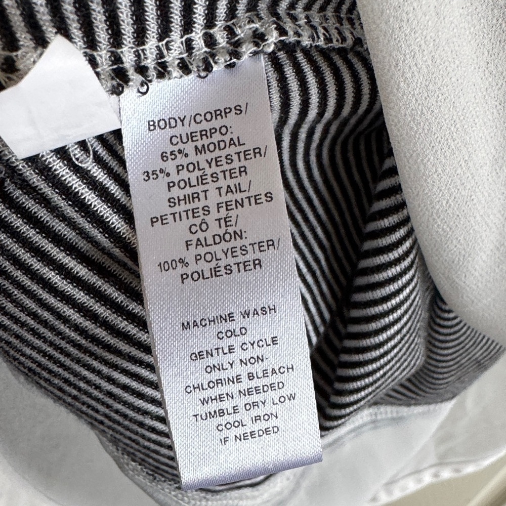 LOFT Black and White Striped Long Sleeve Tee - Picture 4 of 4